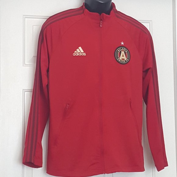 Men's ADIDAS ATLANTA UNITED FC FULL ZIP UP JACKET Size S Red - Picture 1 of 11